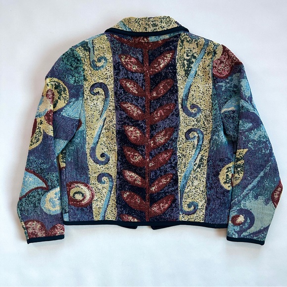 VTG KOKOPELLI WOVEN TAPESTRY ABSTRACT CROPPED BOXY BOLERO JACKET BLAZER SzM - Picture 7 of 12
